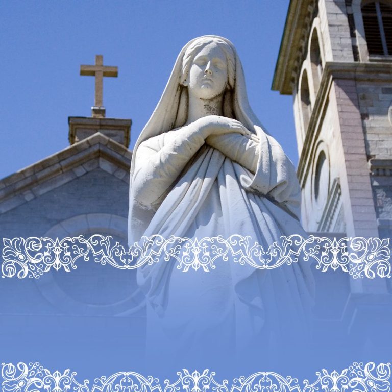 Sky Blue and White Photocentric Traditional Statue Immaculate Conception Greeting Instagram Post (1)